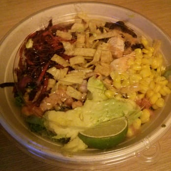 Freshii - Oakaka rice bowl; black beans, guacamole, corn, beet slaw, brown rice, and added chicken protein... DELICIOUS! - Vegetarian Near Me - Waterloo, Ontario