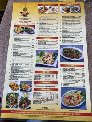 Menu photo 1 Thai Original BBQ Restaurant Los Angeles, CA Menu photo 1 Thai Original BBQ Restaurant Los Angeles, CA