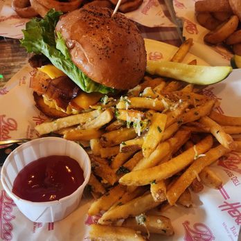 Heroes Restaurant and Brewhouse - Franks Buffalo Chicken Mac Sandwich - American Near Me - Ontario, California Heroes Restaurant and Brewhouse - Franks Buffalo Chicken Mac Sandwich - American Near Me - Ontario, California