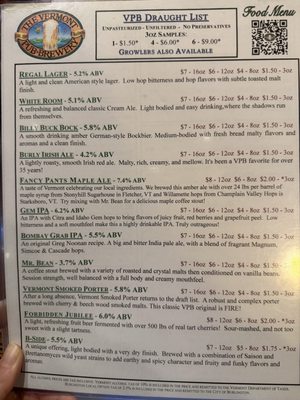 Menu photo 3 Vermont Pub & Brewery Burlington, VT Menu photo 3 Vermont Pub & Brewery Burlington, VT