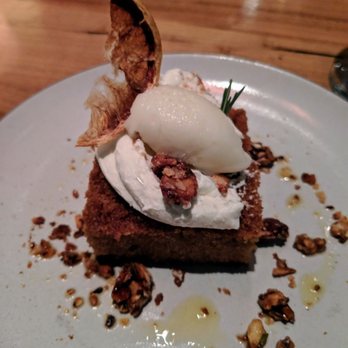 Redbird - Olive Oil Cake with Meyer Lemon Sorbet - New American Near Me - Los Angeles, California Redbird - Olive Oil Cake with Meyer Lemon Sorbet - New American Near Me - Los Angeles, California