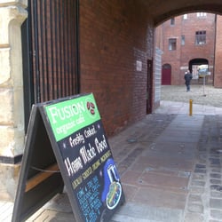 Fusion Organic Cafe - Fusion Organic Cafe billboard and door from Arundel Street.