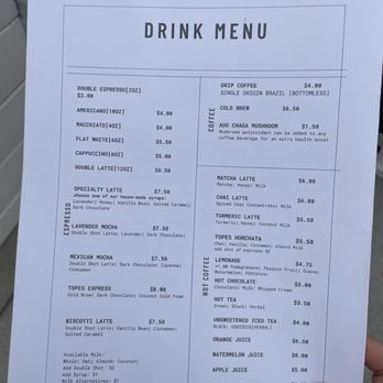 Cafe Topes - Menu may 2026 - Coffee & Tea Near Me - Carlsbad, California