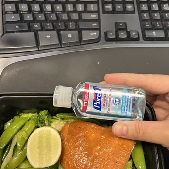 Beatrix - This tiny hand held 2oz bottle of hand sanitizer is almost the same size as this $26.95 Miso Salmon. - New American Near Me - Chicago, Illinois