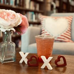 Present Tense Coffee and Books - February flavors Sweetheartitalian soda