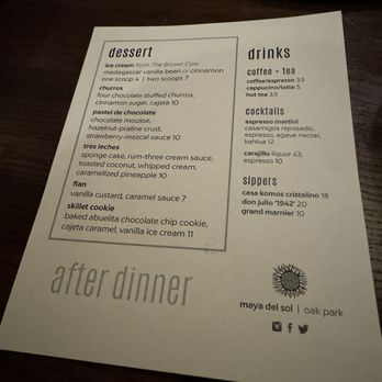 Maya Del Sol - Menu - Latin American Near Me - Oak Park, Illinois