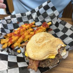 Sunrise to Sunset - Create your own burger. Cheese fries.
