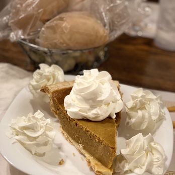 Elizabeth's Cafe - a slice of pumpkin pie with whipped cream - Cafes Near Me - Delavan, Wisconsin