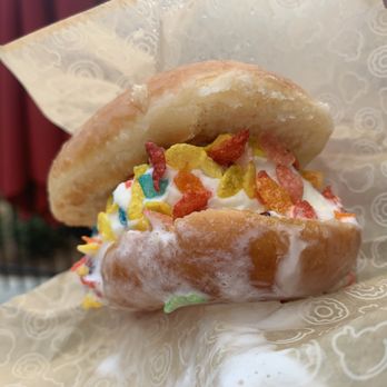 Krispy Kreme - Donut Ice Cream Sandwich with fruit loops. Amazing! - Donuts Near Me - Concord, North Carolina Krispy Kreme - Donut Ice Cream Sandwich with fruit loops. Amazing! - Donuts Near Me - Concord, North Carolina