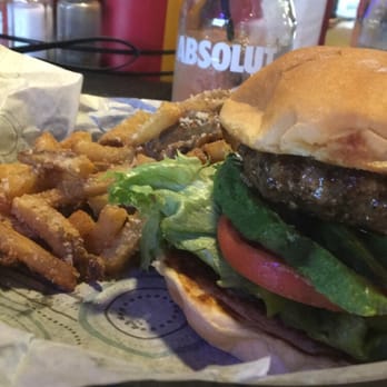 The Garage - Basic beef burger with garlic parmesan fries - Burgers Near Me - Kenosha, Wisconsin