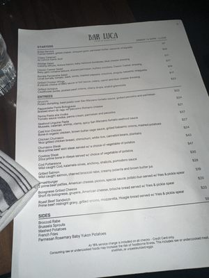 Menu photo 6 Bar Luca Miami Beach, FL