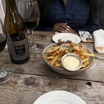 Steins Beer Garden & Restaurant - Large Truffle Fries to share with my Sis! Hee - New American Near Me - Mountain View, California Steins Beer Garden & Restaurant - Large Truffle Fries to share with my Sis! Hee - New American Near Me - Mountain View, California