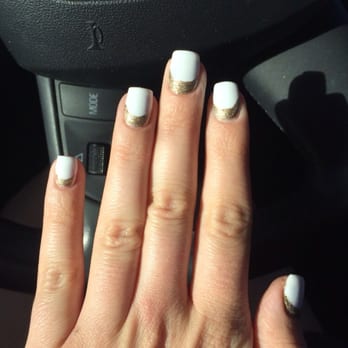 Europe Nails Spa - Glitter metallic reverse moon accent on white. - Nail Salons Near Me - Glendale, California Europe Nails Spa - Glitter metallic reverse moon accent on white. - Nail Salons Near Me - Glendale, California