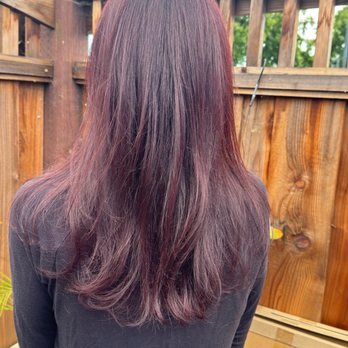 Rage Hair Salon - Cherry cola  like red brown color after I did a bright red and my roots grew out - Hair Stylists Near Me - Campbell, California