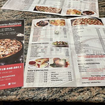Rosa's Pizza - The menu at Rosa's Pizza in Queens, NY. - Pizza Near Me - Maspeth, New York