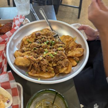 Grandview Golf - This is loaded, pulled pork on potatoes also delicious and a very large portion - Golf Near Me - Kalkaska, Michigan Grandview Golf - This is loaded, pulled pork on potatoes also delicious and a very large portion - Golf Near Me - Kalkaska, Michigan