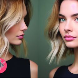 Beauty Love Alchemy - Stunning True Red Haircolor, A-Symentric with Short Haircut with Long Side Fringe.