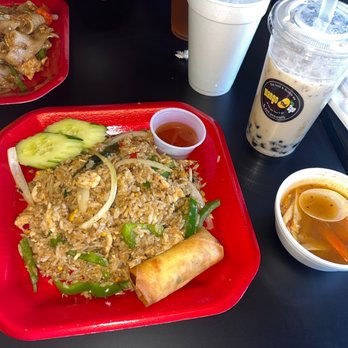 Mango Thai 2 Go - F2. Basil Fried Rice with coconut milk tea with boba. - Thai Near Me - Garland, Texas Mango Thai 2 Go - F2. Basil Fried Rice with coconut milk tea with boba. - Thai Near Me - Garland, Texas
