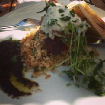 Public House Temecula - my beef tenderloin plate with rice, pita bread and yogurt sauce - New American Near Me - Temecula, California