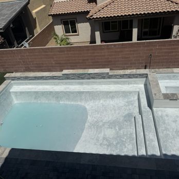 Pools "R" Us - Plaster and filling up! Blue plaster is white until you brush it..a lot! - Pool & Hot Tub Service Near Me - Las Vegas, Nevada Pools "R" Us - Plaster and filling up! Blue plaster is white until you brush it..a lot! - Pool & Hot Tub Service Near Me - Las Vegas, Nevada
