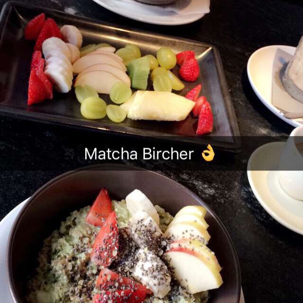 Matcha Bircher and fruit platter (overpriced!) Matcha Bircher and fruit platter (overpriced!)