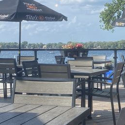 Outdoor seatings and lake view Outdoor seatings and lake view