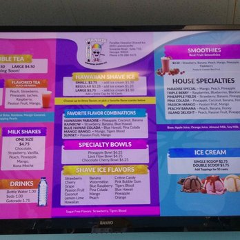 E Bubble Cafe - Menu. They have pretty much any frozen and sweet desert. - Shaved Ice Near Me - Suwanee, Georgia