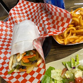 Falafel Flame - Philly Wrap chicken with Curly Fries - Mediterranean Near Me - Concord, California Falafel Flame - Philly Wrap chicken with Curly Fries - Mediterranean Near Me - Concord, California