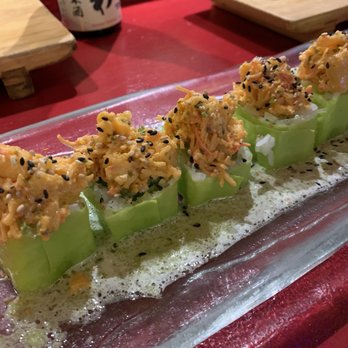 Hokaido Sushi - Marilyn Monroe roll w/ spicy bay scallop on top. - Sushi Bars Near Me - Las Vegas, Nevada