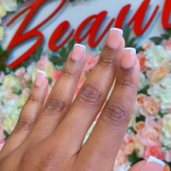 Ruby Nail Spa - French shellac mani (left hand)