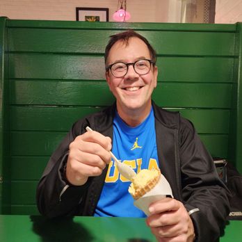 Ted and Wally's - My boyfriend enjoyed his waffle cone filled with French Almond Custard - Ice Cream & Frozen Yogurt Near Me - Omaha, Nebraska Ted and Wally's - My boyfriend enjoyed his waffle cone filled with French Almond Custard - Ice Cream & Frozen Yogurt Near Me - Omaha, Nebraska