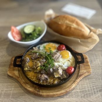 Sip Restaurant & Coffee - Bo Ne Wagyu Steak w/Salted Egg Sauce w/2 Sunny Side Eggs, Pate, Bread & Side Salad| $19 - Coffee & Tea Near Me - Westminster, California