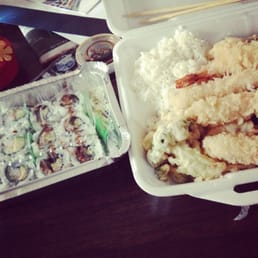 shrimp tempura bento box & eel cucumber roll ! shrimp tempura bento box & eel cucumber roll !