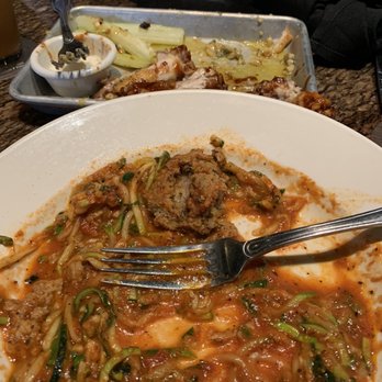 BJ's Restaurant & Brewhouse - Large spaghetti and meatballs, replaced the noodles with zoodles. In the background, greasy wings...mmmmmm - New American Near Me - Katy, Texas BJ's Restaurant & Brewhouse - Large spaghetti and meatballs, replaced the noodles with zoodles. In the background, greasy wings...mmmmmm - New American Near Me - Katy, Texas