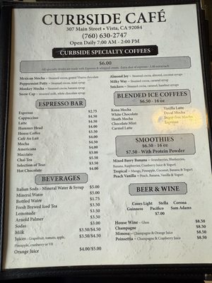 Menu photo 5 Curbside Cafe Vista, CA