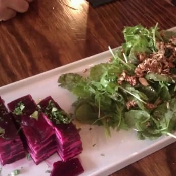 Lucky Belly - Beet and goat cheese with spicy green salad. - Bars Near Me - Honolulu, Hawaii