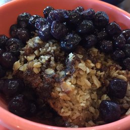 Homemade baked oatmeal with blueberries on top