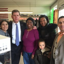 Athens Cleaners - Athens Team Gisele and Daniella with Mayor Walsh, Senator Linda Dorcena Forry, her Daughter and City Council Frank Baker.
