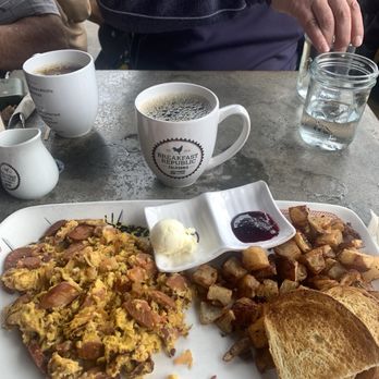 Breakfast Republic - The Winner, Portuguese Sausage Scramble.  Loaded with meat. - Breakfast & Brunch Near Me - San Diego, California
