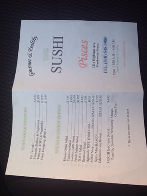 Menu photo 7 Pisces Manhattan Beach, CA