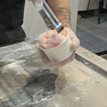 Wonders Ice Cream - #14 pink melon ice cream rolls getting scooped up - Ice Cream & Frozen Yogurt Near Me - Maplewood, Minnesota