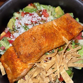 RED O - Red O chopped salad w/salmon - Mexican Near Me - San Diego, California RED O - Red O chopped salad w/salmon - Mexican Near Me - San Diego, California