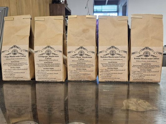 Culinary Grade Mushroom Powders & Coffee - We carry culinary grade mushrooms in our Apothecary!
These are amazing to add to your cooking dishes, soups or stews, and even some deserts!
Mushroom powders are amazing additives to your daily coffee that aid with digestion, memory retention, and stress.
Just add a tiny scoop to your coffee grounds and dress your coffee like normal ☕️
Stop in to grab up a bag before they sell out again! Culinary Grade Mushroom Powders & Coffee - We carry culinary grade mushrooms in our Apothecary!
These are amazing to add to your cooking dishes, soups or stews, and even some deserts!
Mushroom powders are amazing additives to your daily coffee that aid with digestion, memory retention, and stress.
Just add a tiny scoop to your coffee grounds and dress your coffee like normal ☕️
Stop in to grab up a bag before they sell out again!