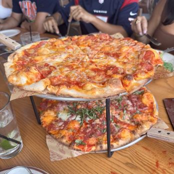 Taverna Rossa - Pepperoni on top, Bee's Knees on bottom - Pizza Near Me - Southlake, Texas Taverna Rossa - Pepperoni on top, Bee's Knees on bottom - Pizza Near Me - Southlake, Texas