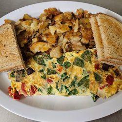 Seaville Pizza - Veggie Omelette with Home Fries and Toast