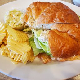 My lunch: "Chicken salad on Crossiant all included on the plate plus a cup of soup for $8.95 + Coffee $2.45. 1/6/2022 My lunch: "Chicken salad on Crossiant all included on the plate plus a cup of soup for $8.95 + Coffee $2.45. 1/6/2022