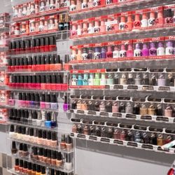 Oasis Salon & Spa - A Portion of our polish selection available for you manicure and pedicure needs.