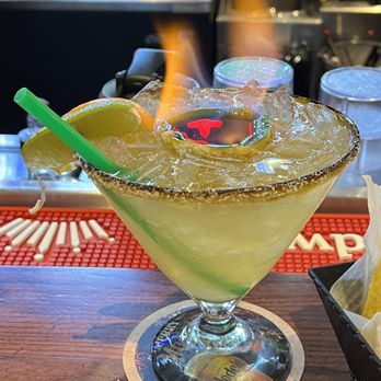 Frontera Tacos & Tequila - Torero Margarita which comes with a flaming shot of 151 in the center - Mexican Near Me - Tilton, New Hampshire Frontera Tacos & Tequila - Torero Margarita which comes with a flaming shot of 151 in the center - Mexican Near Me - Tilton, New Hampshire