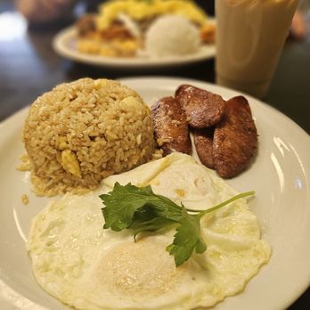Scramblers Cafe - Breakfast combo with fried rice and Portuguese sausage - Breakfast & Brunch Near Me - Norco, California