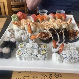 Shrimp tempura(x2), BB roll (x2), shrimp roll, rainbow roll, spicy tuna, and Boston roll Shrimp tempura(x2), BB roll (x2), shrimp roll, rainbow roll, spicy tuna, and Boston roll